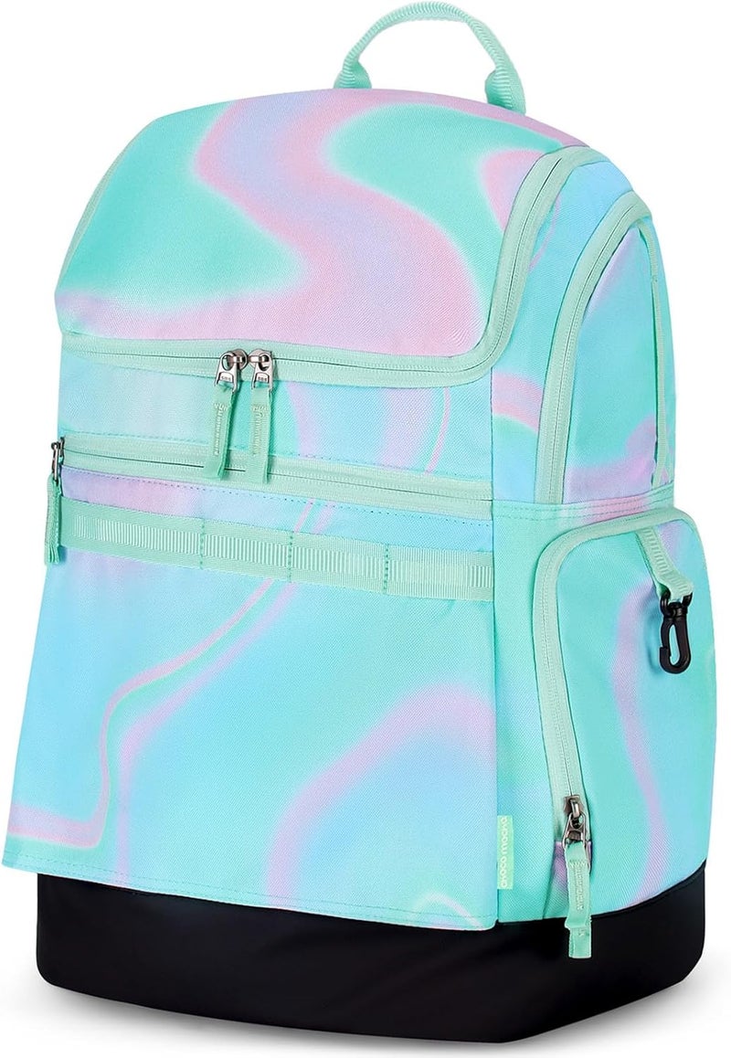 Choco Mocha Swim Backpack Girls, 35L Swimming Bag for Kids with Wet and Dry Compartments, Swim Gear Bag Fluids Teal - Image 1